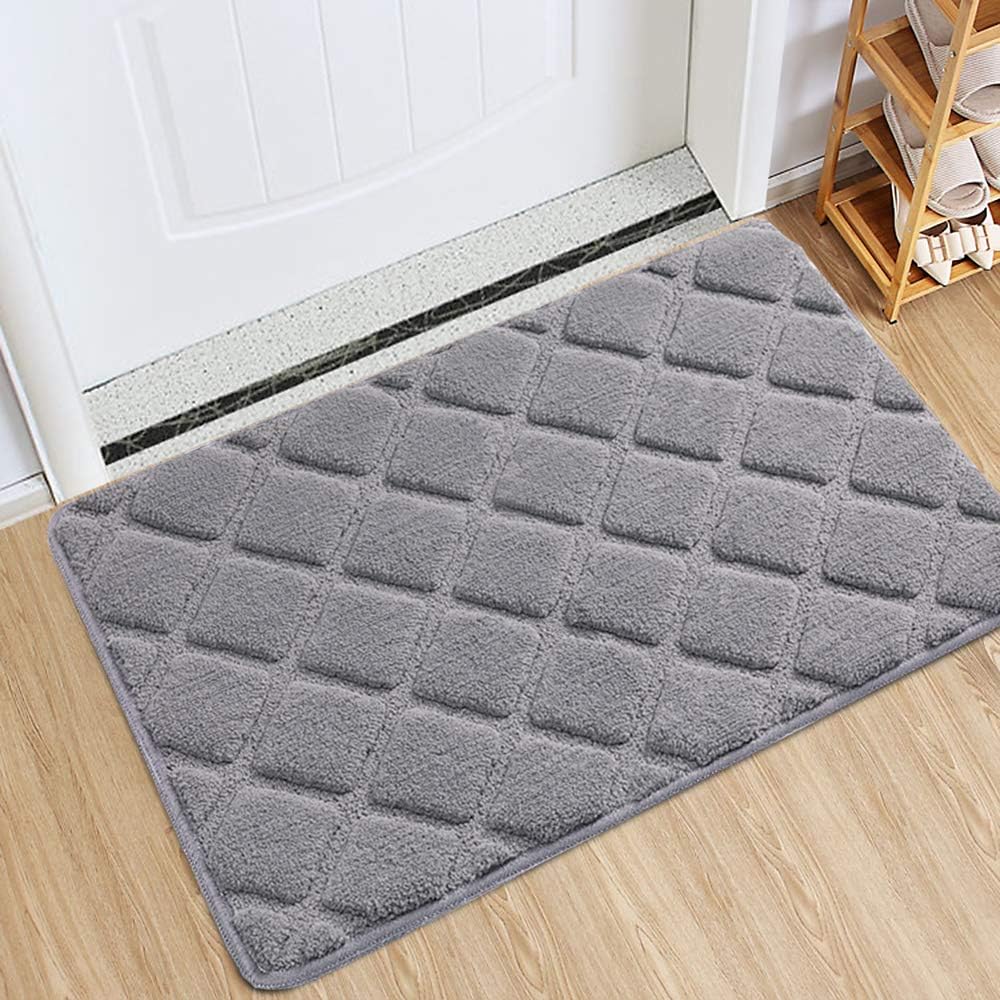 REFETONE Indoor Doormat Front Door Rug, 24"x36" Absorbent Machine Washable Inside Door Mat, Non Slip Low-Profile Entrance Rug for Front Door, Back Door, Grey