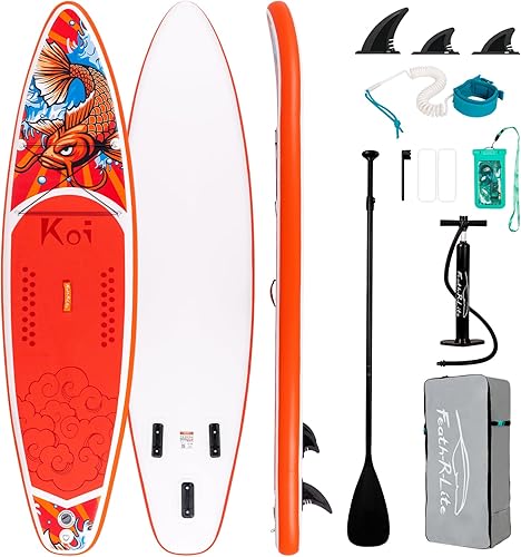 FEATH-R-LITE Tabla de remo inflable de 10 pies 5 pulgadas 11 pies 6 pulgadas con accesorios inflables de remo para remo aletas paleta ajustable