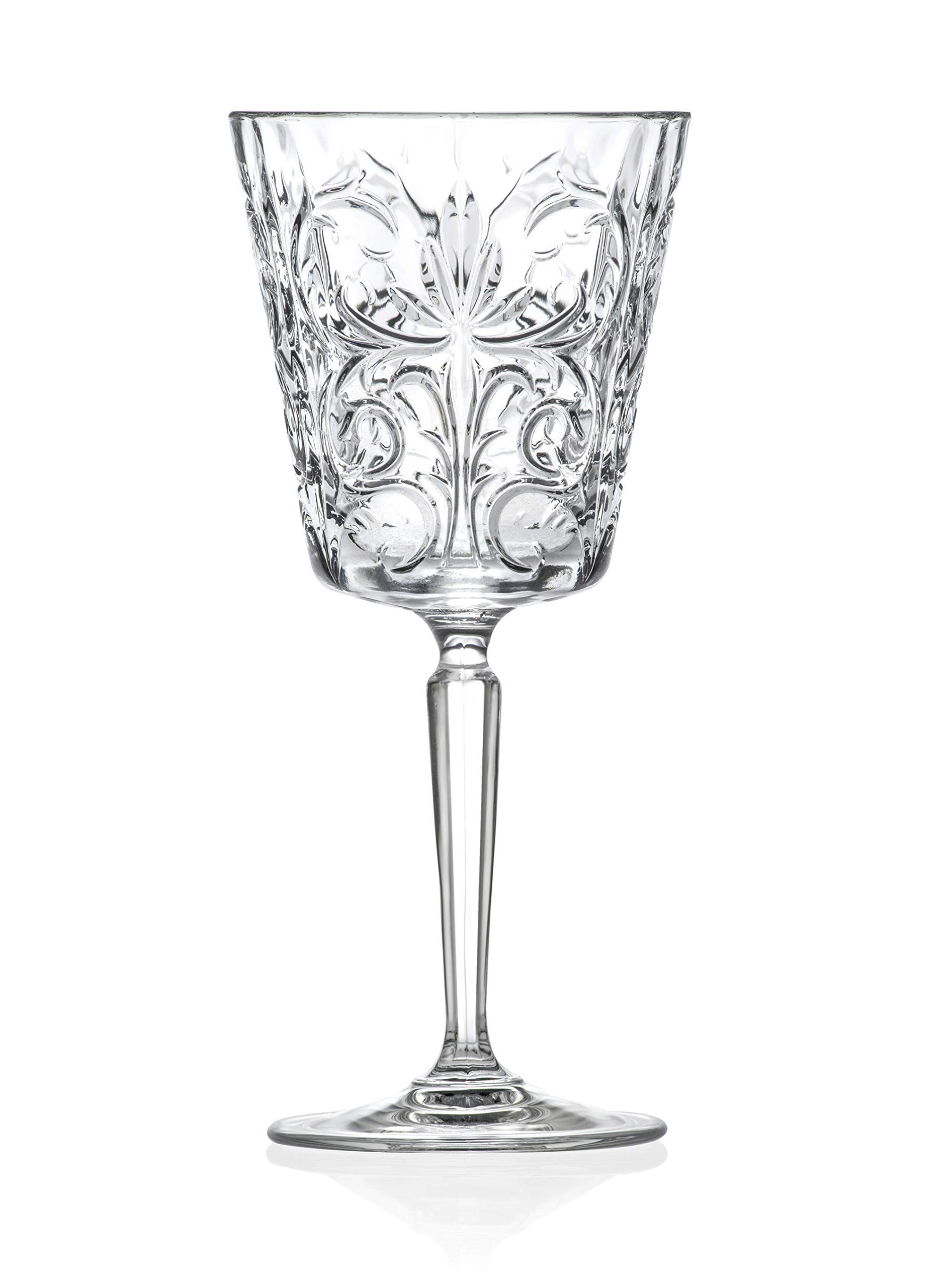 Barski Copa de vino tinto – Copa de agua – Copas con tallo – Juego de 6 copas – Cristal – 325 ml – Diseño de tatuaje – Bellamente diseñado, fabricado en Europa