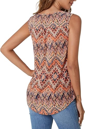 Miniatura 3 de SUNNEGOO Camiseta sin mangas para mujer con estampado, plisada, holgada, casual, tipo túnica, para el verano