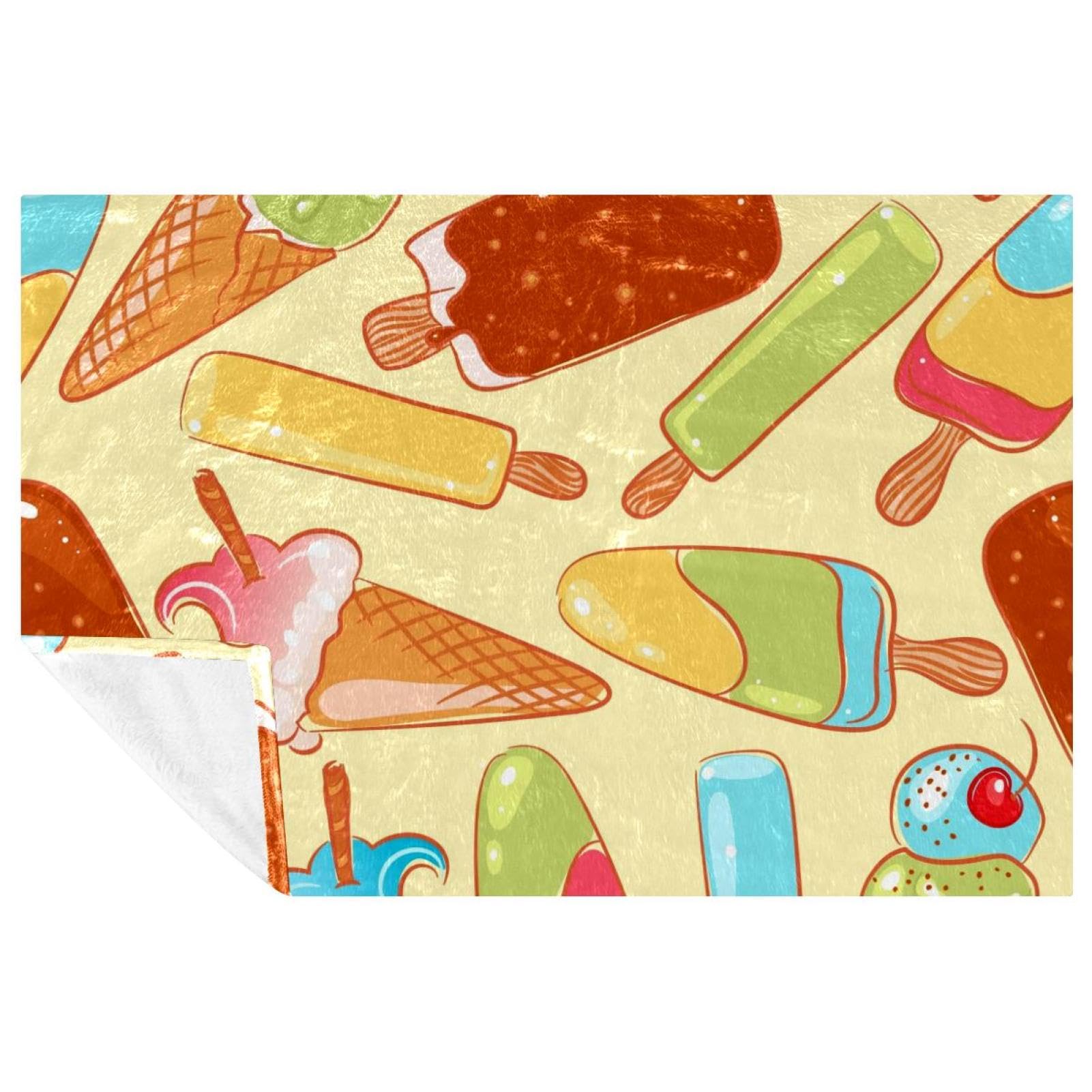Couverture imprimé crème glacée et sucettes glacées douce 150x100 cm