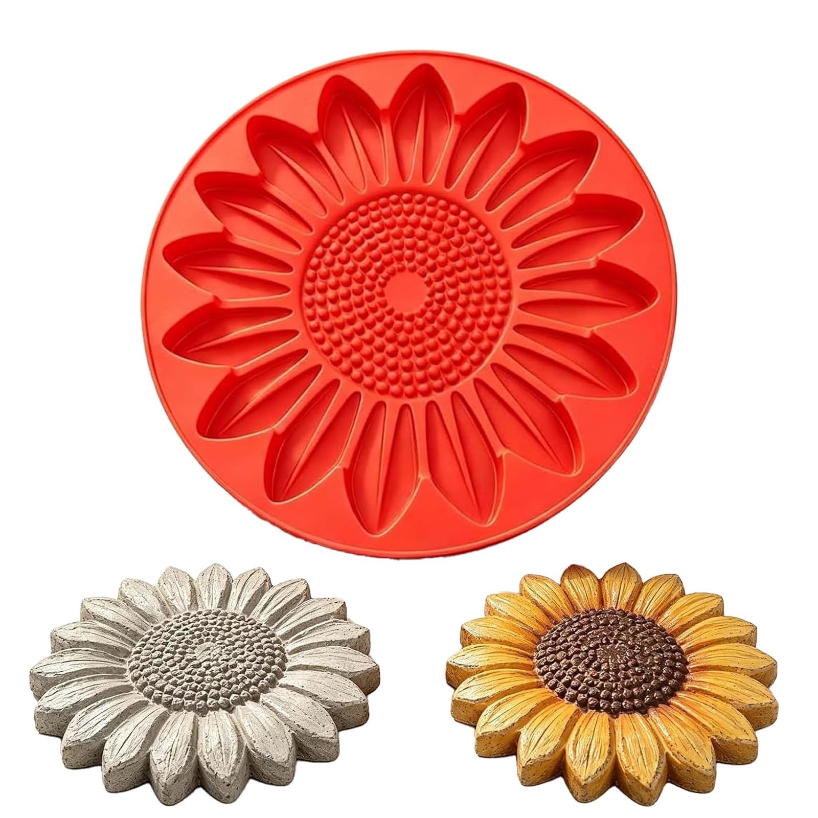 Sunflower Stepping Stone Mold, Reusable Silicone Concrete Cement Casting Mold, DIY Garden Pathway Paving Stone Mould for Outdoor Lawn Walkway Decor, Handmade Garden Art Craft，Sunflower — image 1