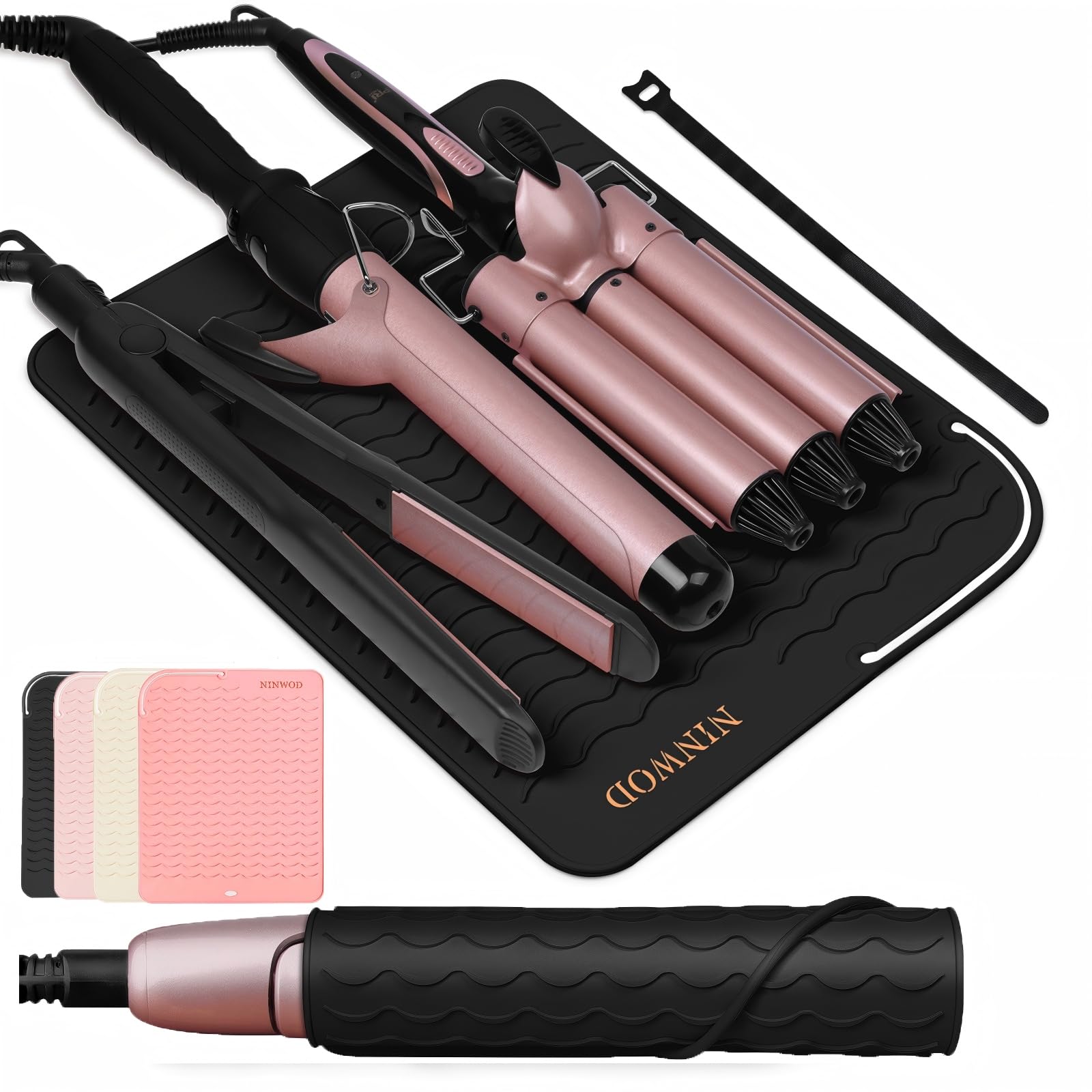 NINWOD Oversize Heat Resistant Mats for Countertop, 13.19" x 10.24" Professional Hot Tool Hair Straightener Mat, Hot Tools Organizer, Home Necessities