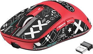 VGN GAMEPOWER X3 SUPERLIGHT Wireless Gaming Mouse, 49g Ultralight Gaming Mice PixArt PAW3395 Sensor, 26000DPI, Tri-mode 2.4G/USB-C Wired/Bluetooth, Anti-Slip Mouse Grip Tape, 200Hrs Battery, Red