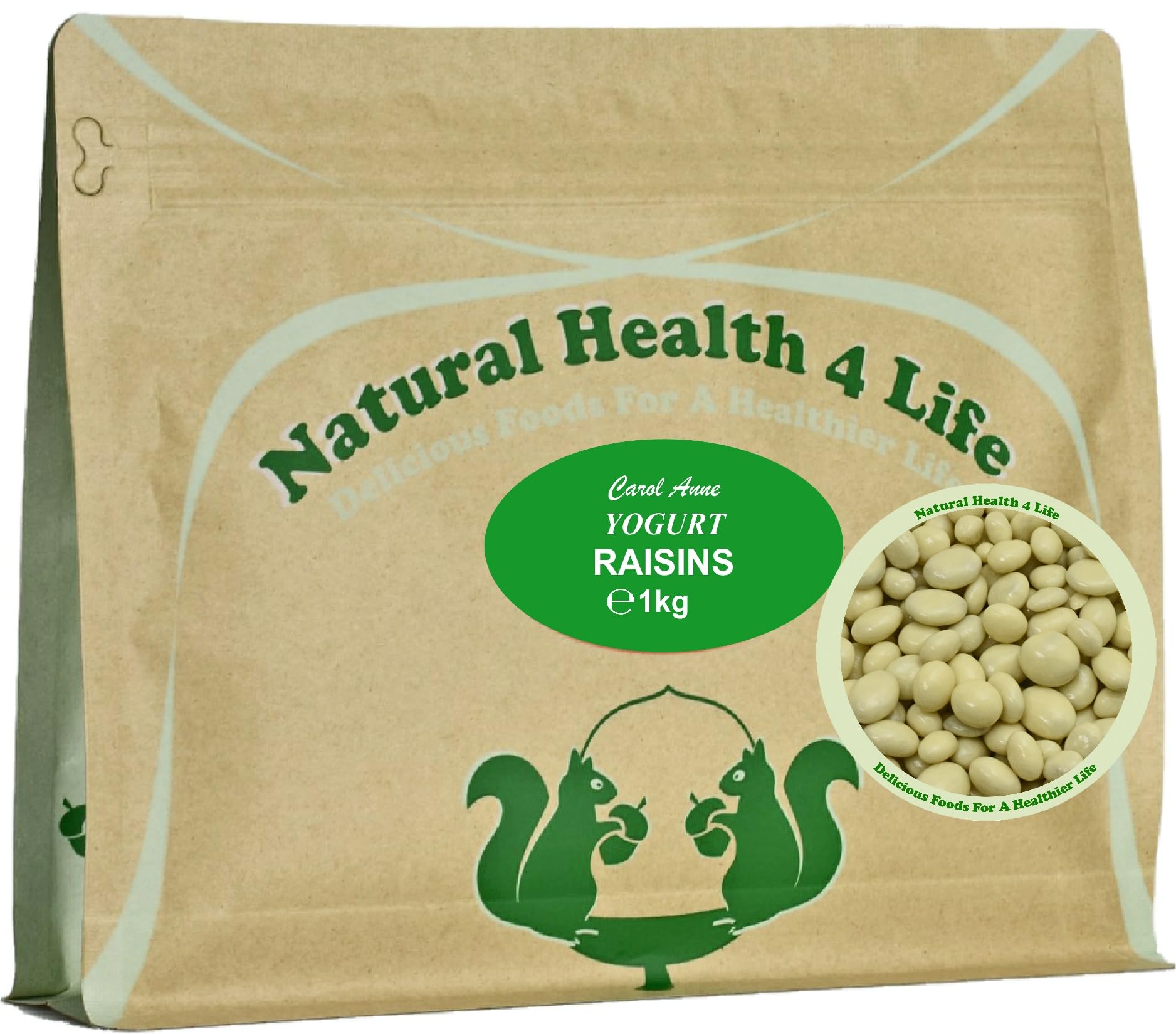 Natural Health 4 Life Carol Anne Confectionery Yogurt Raisins 1 kg in Resealable Pouch (1 Pouch)