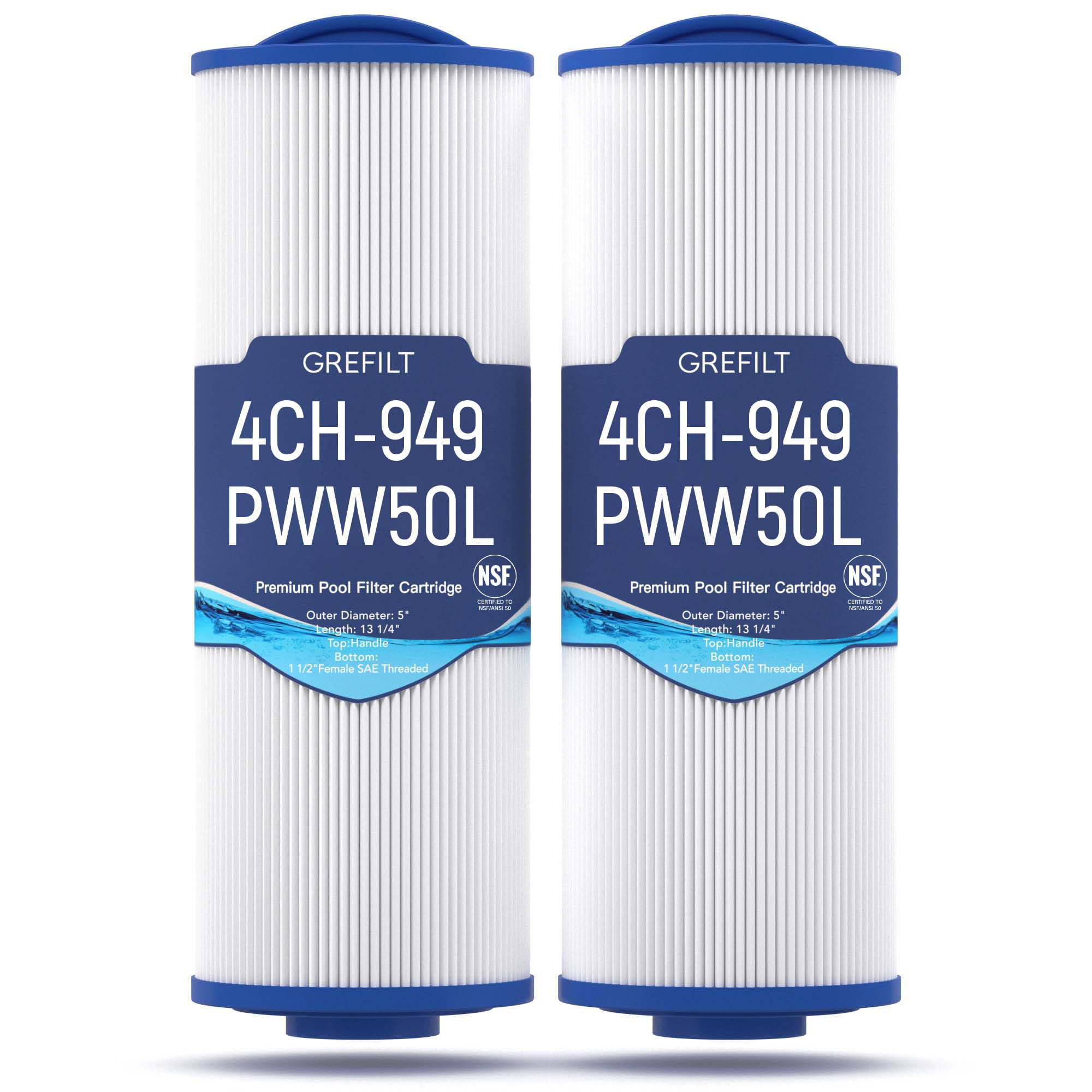 4CH-949 Spa Filter Compatible with Unicel, Pleatco PWW50L, Filbur FC-0172, Hot Tub Filter Cartridge for Rising Dragon 50, Dynasty Spas, 50 Sq. Ft, 2-Pack-image-47