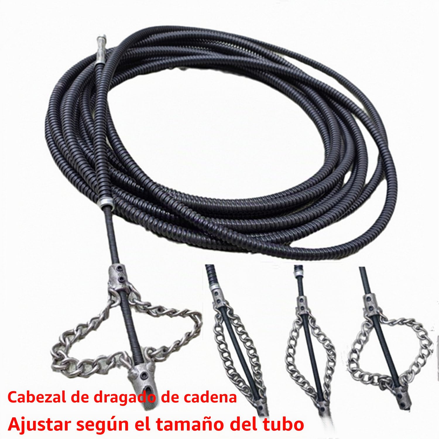 Herramienta Profesional Para Desatascar DesagüEs,Serpiente MáQuina De Limpieza TuberíAs EléCtricas,Herramienta Desatascadora,Con Conector Taladro,Para Fregadero Cocina,BañEra E Inodoro(400cm,Black)