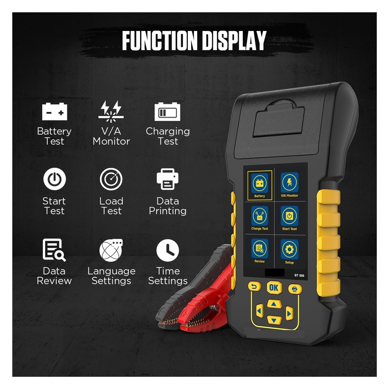 Tester per batterie, BT880 Analizzatore digitale capacità batteria | Offre analisi della capacità; ideale per manutenzione e diagnostica delle batterie.