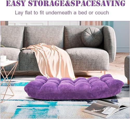 Miniatura 7 de KOMFOTT Sofá acolchado ajustable de 14 posiciones con soporte para la espalda, plegable, para meditación, lectura, sala de estar y videojuegos,