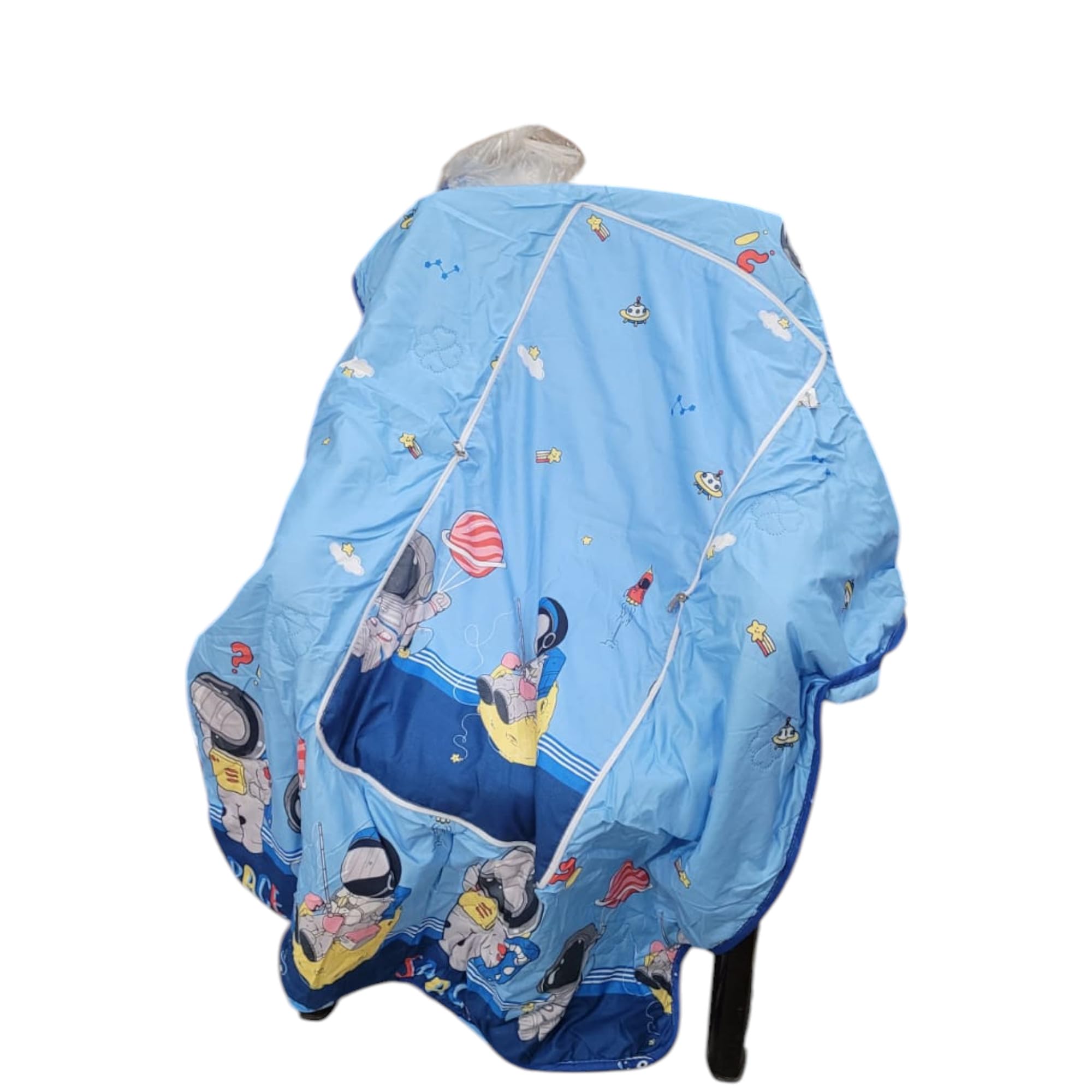 SHAKTISM Space Theam Kids Cartoon Print Dohar Blanket, Glace Cotton,Dohar for Kid Boys & Girls | Glace Cotton Soft Comforters for Kids King Size 110 x 150 cm, Space Blue 4