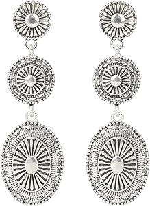 Boucles d'oreilles western country, bijoux élégants concho pour femmes, boucles d'oreilles pendantes vintage cowgirl, tenues tendance pour concerts country