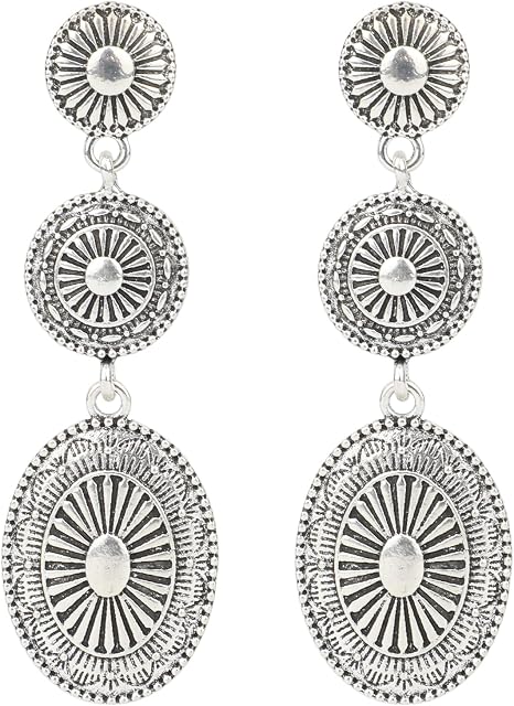 Boucles d'oreilles western country, bijoux élégants concho pour femmes, boucles d'oreilles pendantes vintage cowgirl, tenues tendance pour concerts country