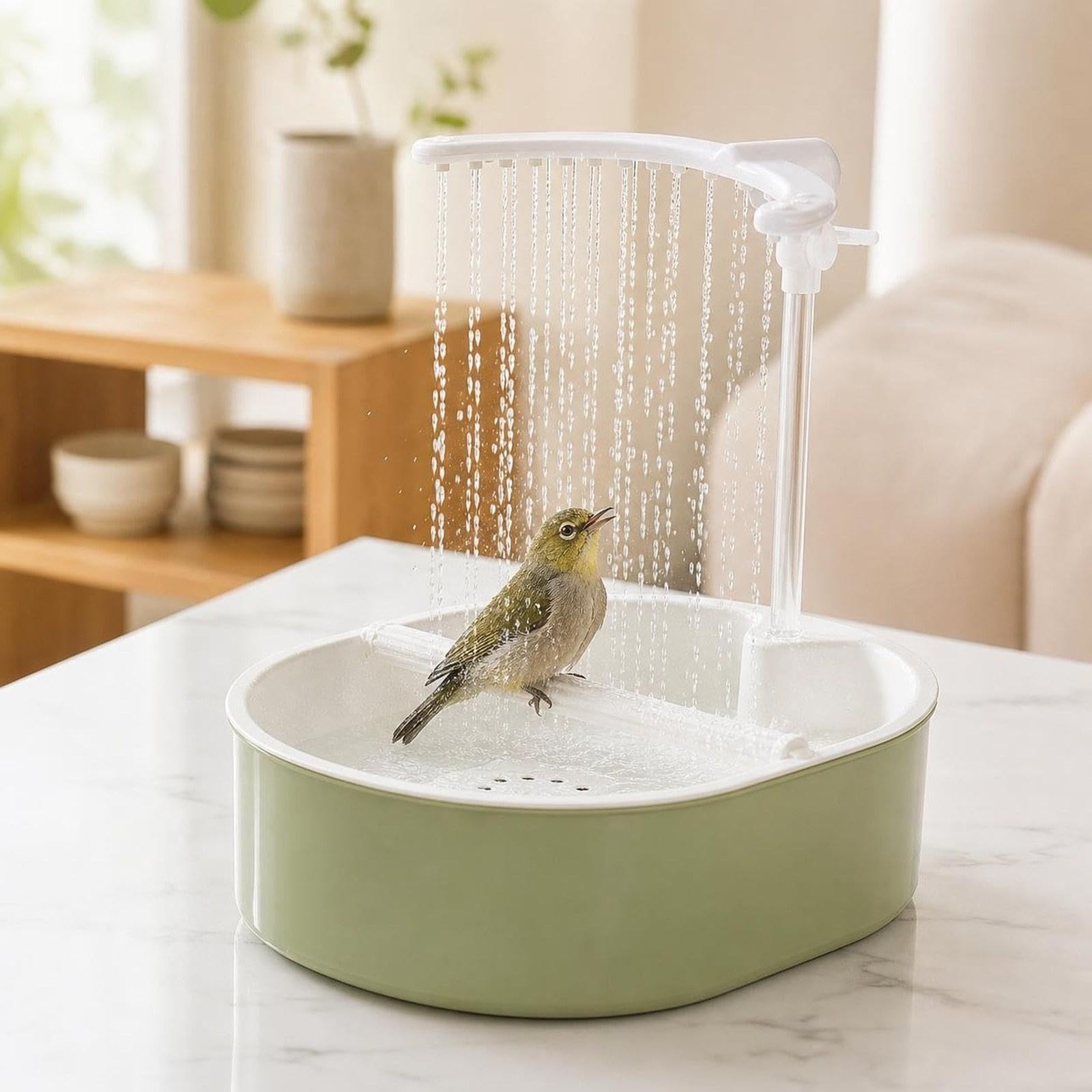 Papageienbadewanne Automatisches Badehaus Vogelzubehör Stabiles Pp Material Multifunktional Einstellbar für Wellensittiche Papageien Paarvögel Heimanw, Weiß