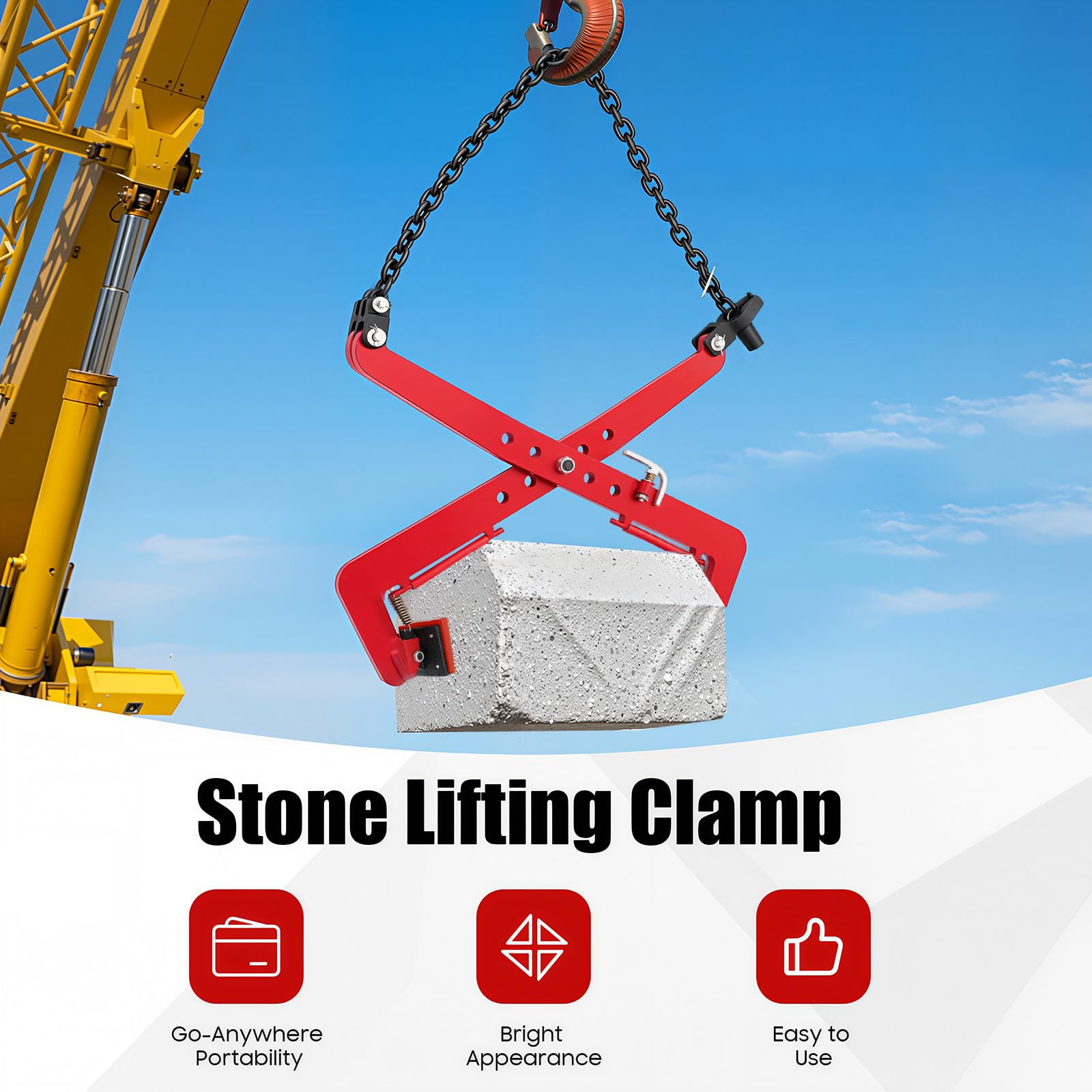 Alicates de desplazamiento, alicates para piedra de borda, 500 kg, abrazadera de piedra ajustable, apertura de 33 – 70 cm, pinzas de madera, alicates de elevación para piedra y transporte