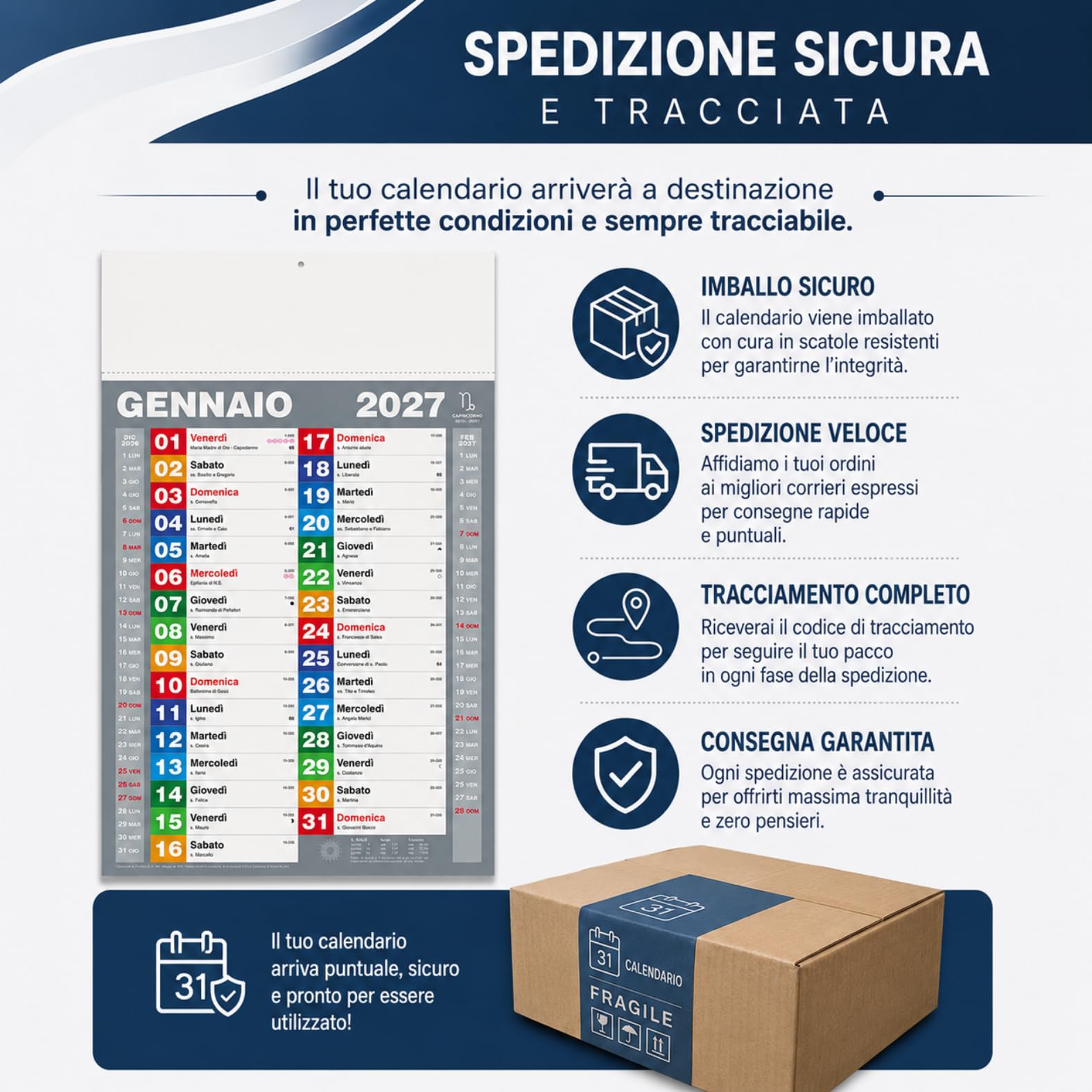 Calendari Personalizzati 2027 in Stock da 100 Pezzi Olandesi Grandi da Muro Notes sul Retro per Gadget Pubblicitari di Fine Anno e come Omaggio per i Clienti o Regali Aziendali