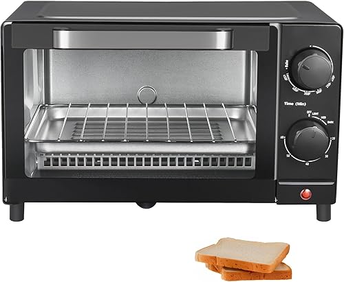 Horno tostador compacto de 4 rebanadas, con estante para hornear, para cocinas ocupadas, horno eléctrico, horno tostador 4 rebanadas,