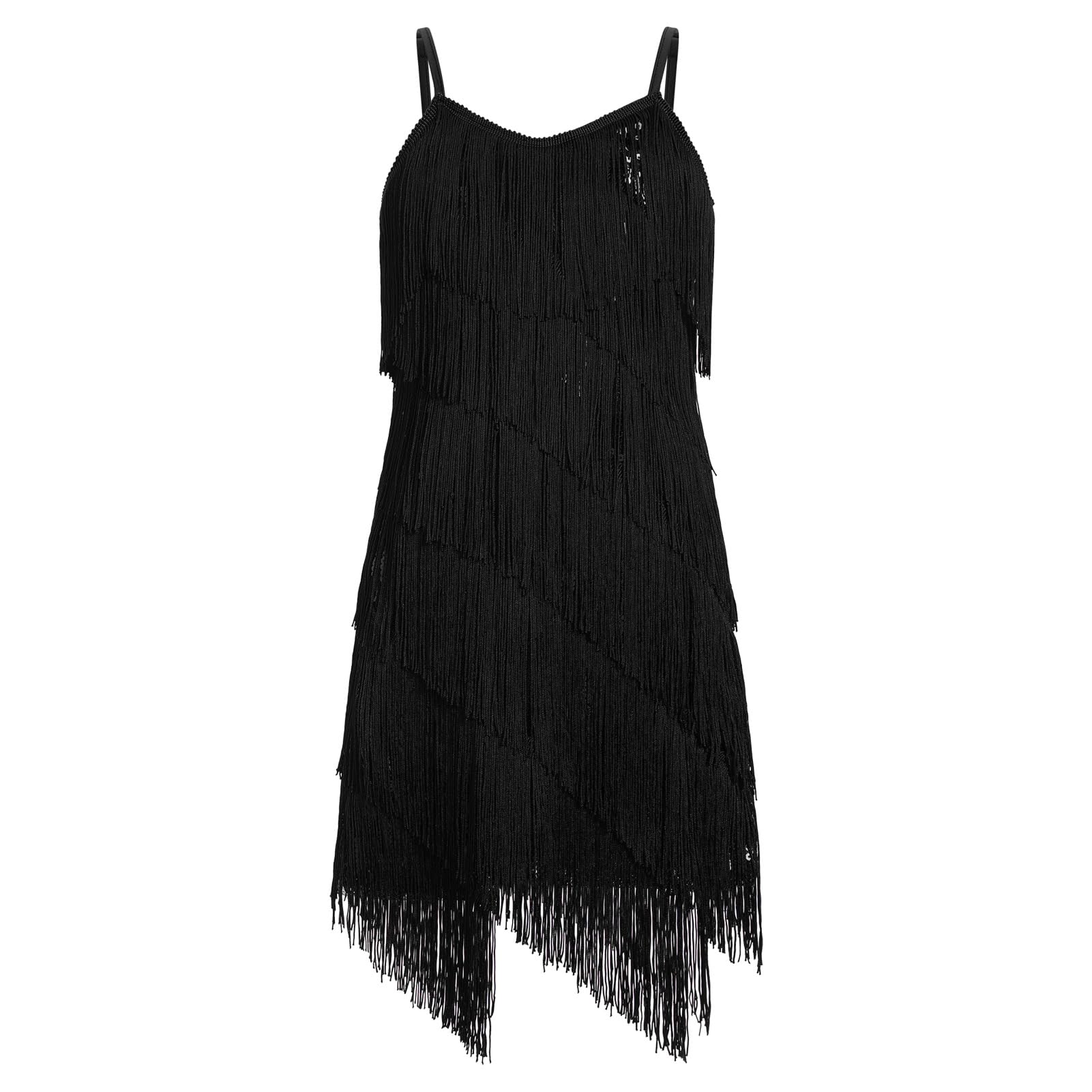 Robe latine à franges scintillantes sans manches pour fille - Style vintage - Pour salle de bal - Jazz - Tangos - Danse - Années 1920