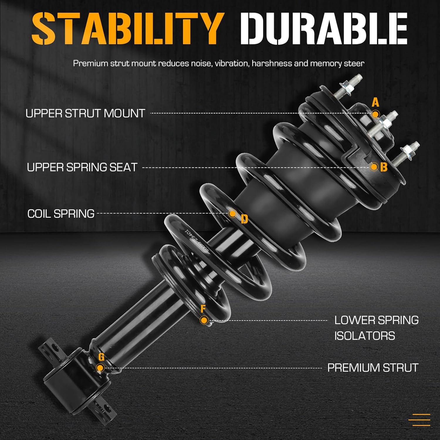 Front and Rear Complete Strut Shock Absorber with Spring Assembly Fit for Chevrolet Silverado 1500 2007-2013, for GMC Sierra 1500 2007 2008 2009 2010 2011 2012 2013, Replace 139105 4345074 (Set of 4)
