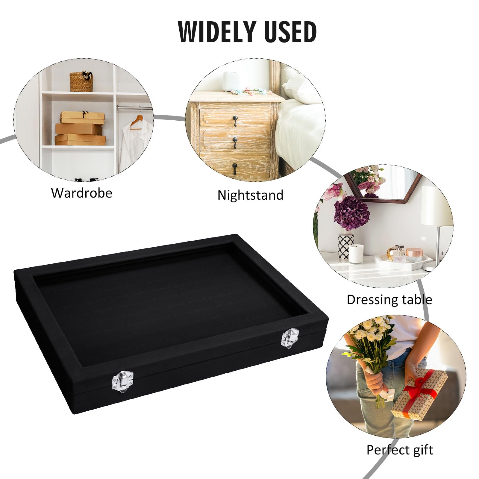 Vicoter Rings Organizer Tray 100 Slot Velvet Ring Earring Storage Box TranSparent Cover Jewelry Store Ring Display Box Jewelry Display Cabinet for Girl Wife Mother: 100 Slot Black