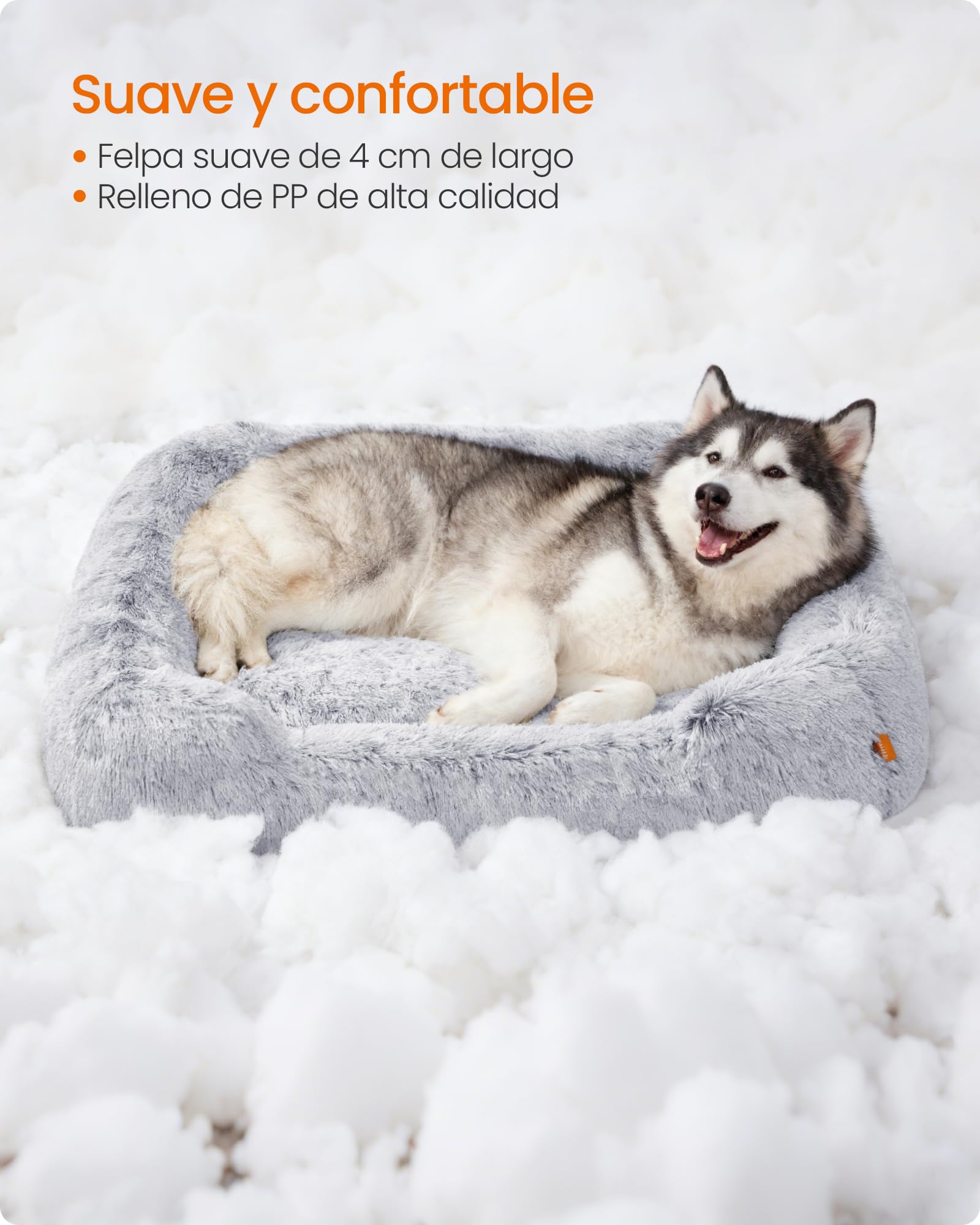 Feandrea Cama para Perros, Sofá para Perros Extra Grandes, 120 x 85 x 23 cm, Cojín para Mascotas, Relleno Suave, Bordes Elevados, Funda Extraíble y Lavable, Antideslizante, Gris Ombré PGW274GA01