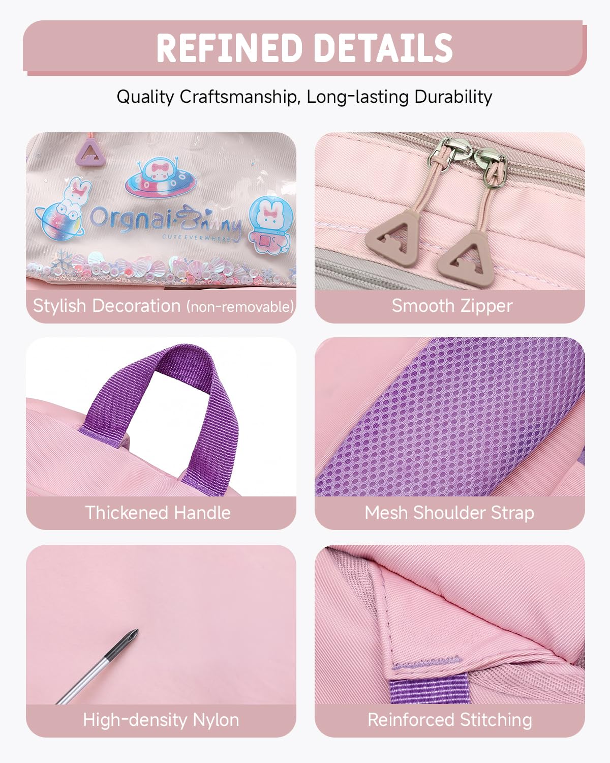 Tanou Mochila escolar con ruedas para niñas, mochila escolar con ruedas de 2 a 5 clases, mochila escolar para niñas con 6 ruedas, desmontable, Rosa., Mittelgroße, Preppy