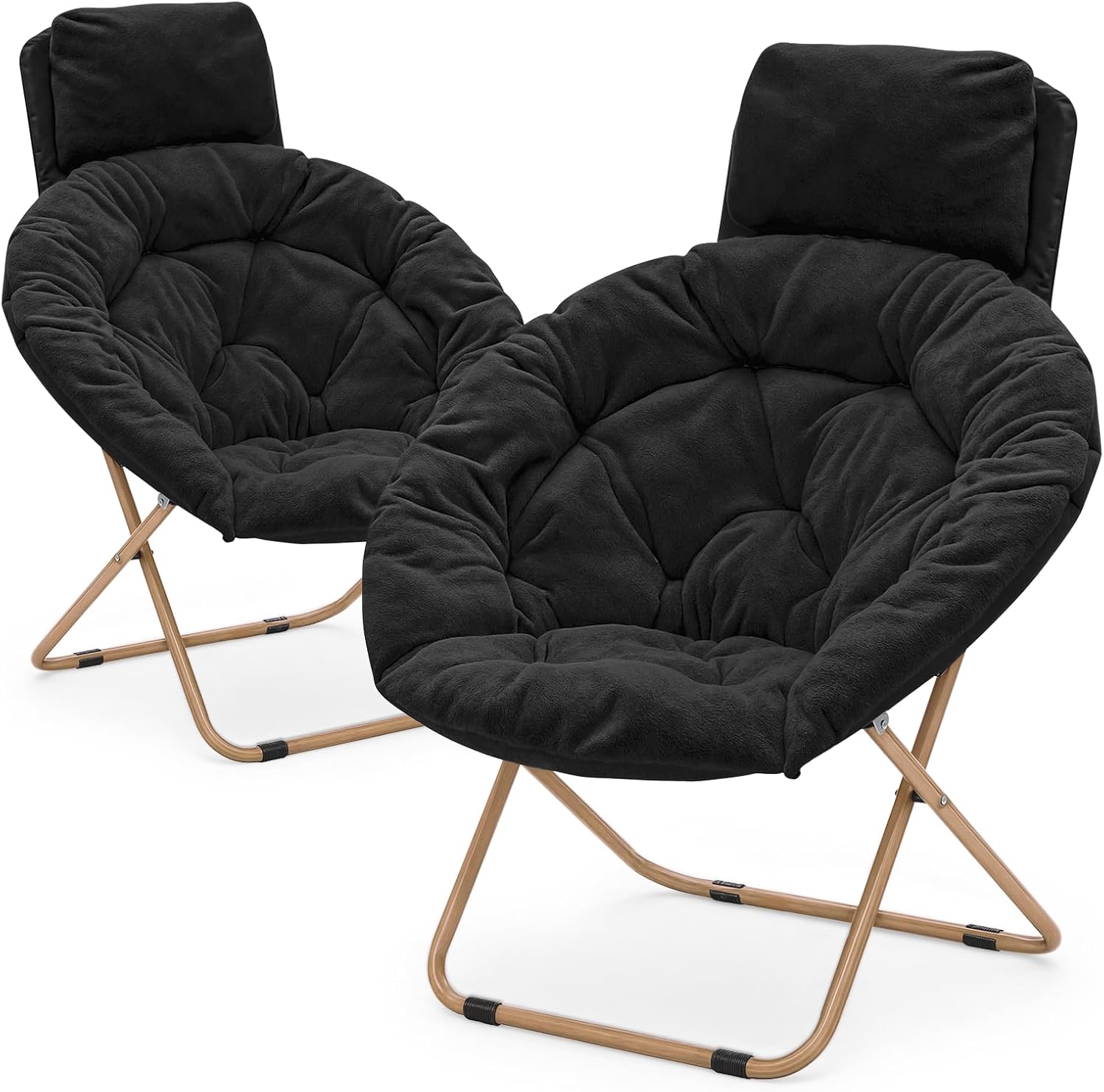 Magshion Silla platillo con reposacabezas extraíble, silla plegable de luna para adultos, asiento de lectura cómodo de gran tamaño para dormitorio,