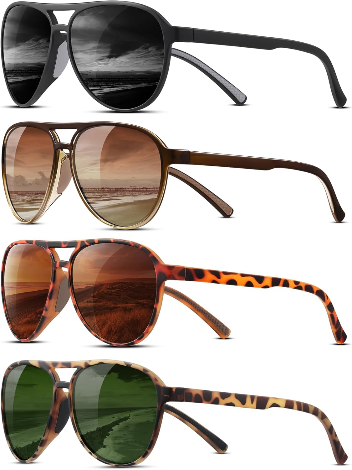 KUGUAOK Polarized Aviator Sunglasses for Women Men Sports Style UV400 Protection Running Sun Glasses Vintage Trendy Shades