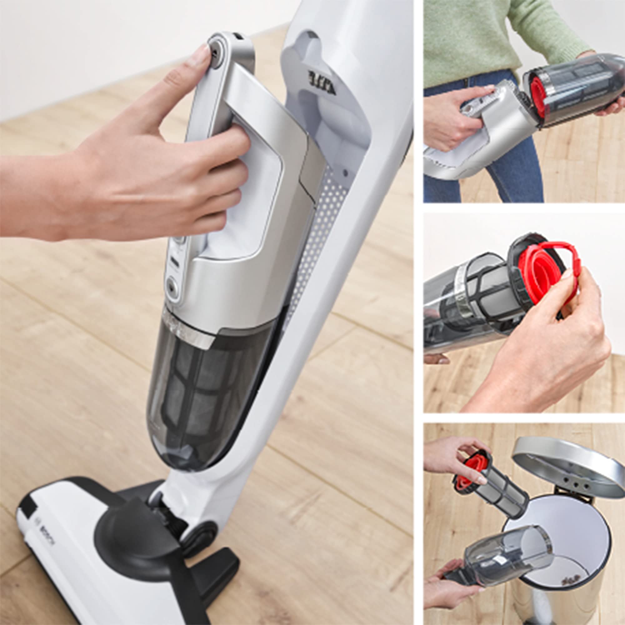 BOSCH BBH3ALL28 Aspirapolvere multifunzione cordless 2in1 e Flexxo - 2 velocità - 28 V - 55 minuti di autonomia - Bianco metall