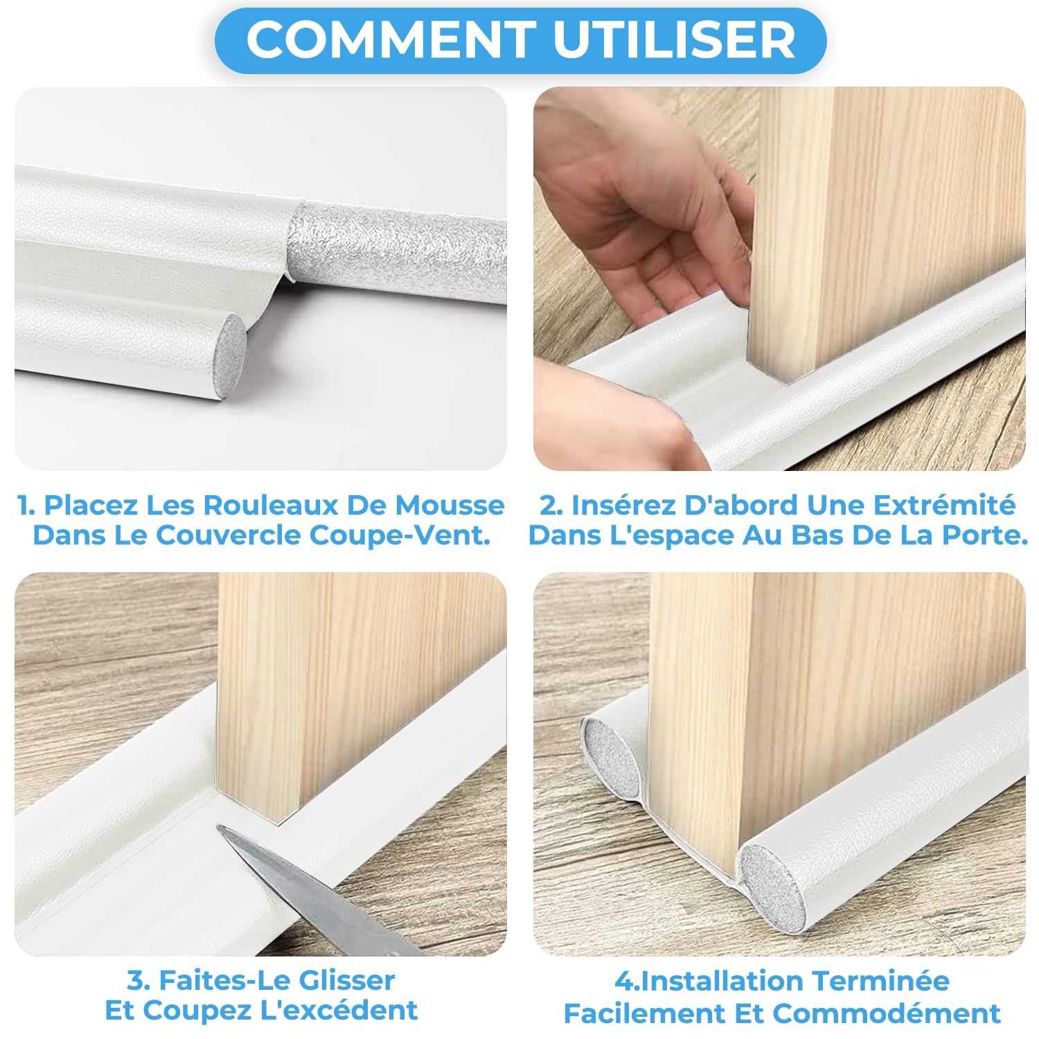 Joint Porte Entree Boudin De Porte Double Isolant 96cm - Anti Courant D'Air, Bruit Et Poussière - Lavable, Gris - Lot De 3 Sous Porte