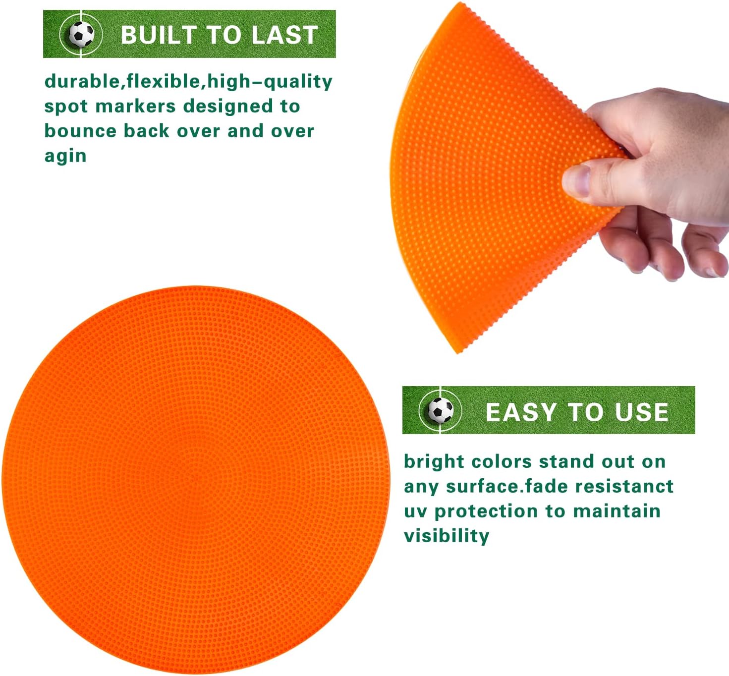 Poly Spot Markers 4inch/9 inch Non-Slip Rubber Agility Markers Flat Field Cones Floor Dots for Football, Soccer, Basketball Training Markers, School Activities, Exercise Drills, Social Distancing