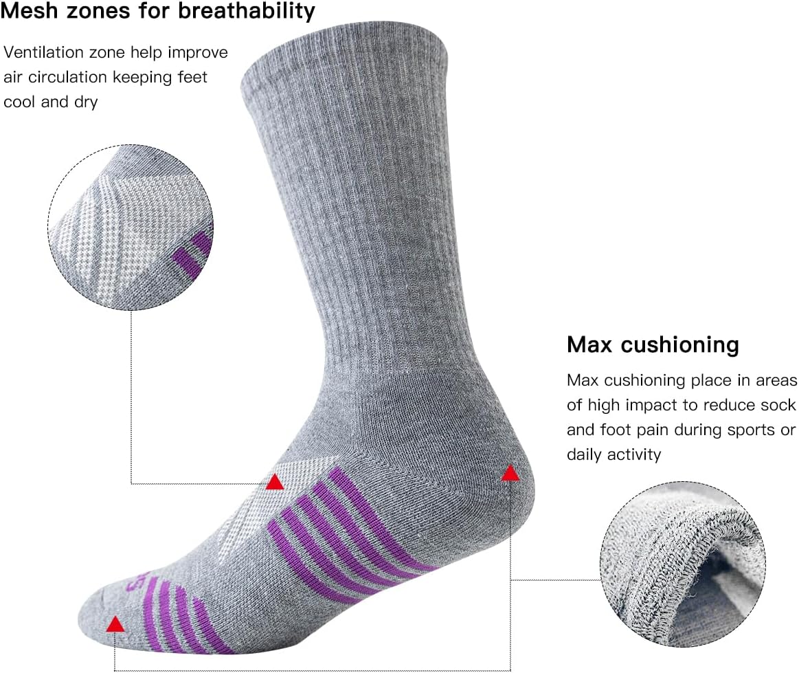 JOYNÉE 7 Pairs Men's Running Sports Week Socks Athletic Comfort Crew Socks,Sock Size:10-13 - Image 4