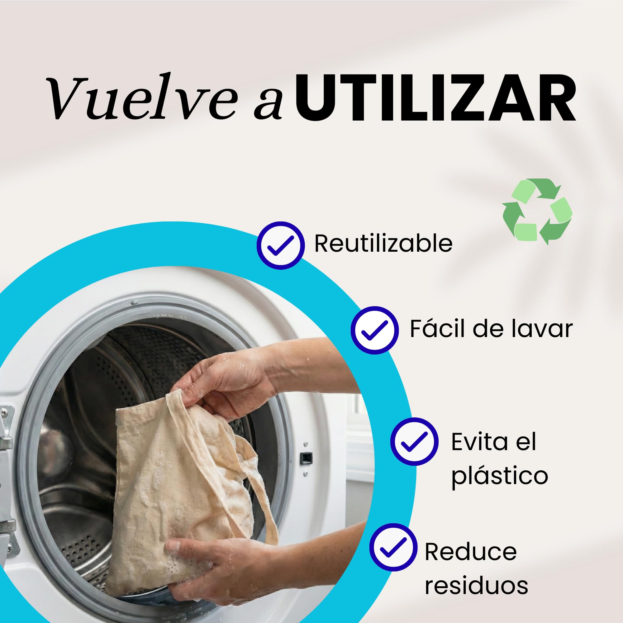 ORATIC Pack Tote Bag 100% Algodón Natural Reutilizables de 42x38cm y 140 g/m² – Bolsas de Tela Resistentes para Uso Diario con Asas Largas de 70cm y Tamaño Práctico — view 7