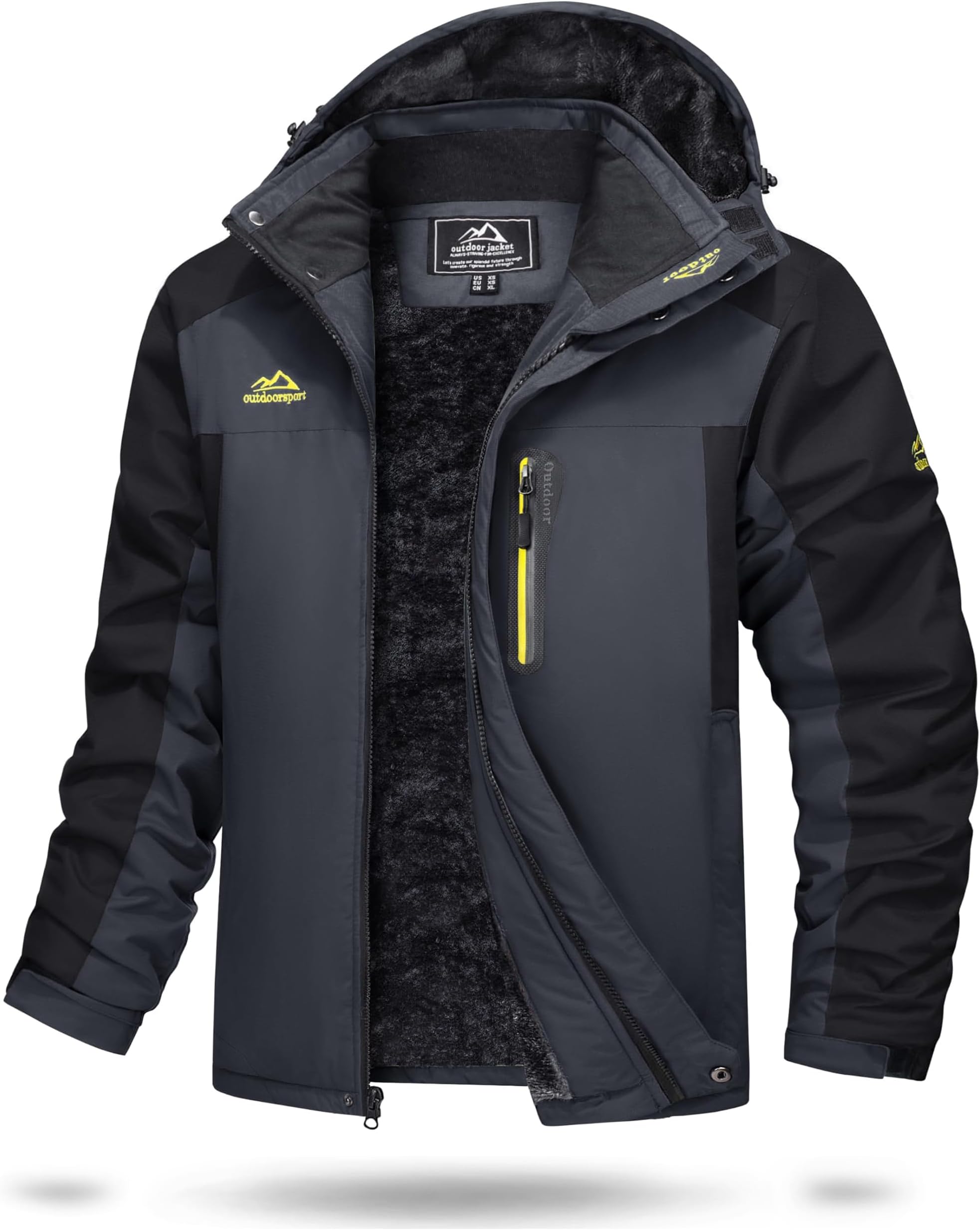 Men's Waterproof Hiking Fleece Jacket Warm Outdoor Skiing Ice Skating Hoodie