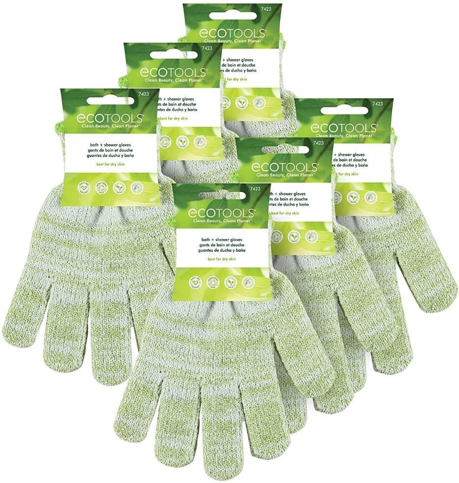 Bath + Shower Gloves 6 Pack, Exfoliating Gloves Remove Dead Skin & Cleanse The Whole Body, Bath Gloves To Scrub & Hydrate, Self-Tanner Application Prep, Cruelty Free, (12 Gloves Total)
