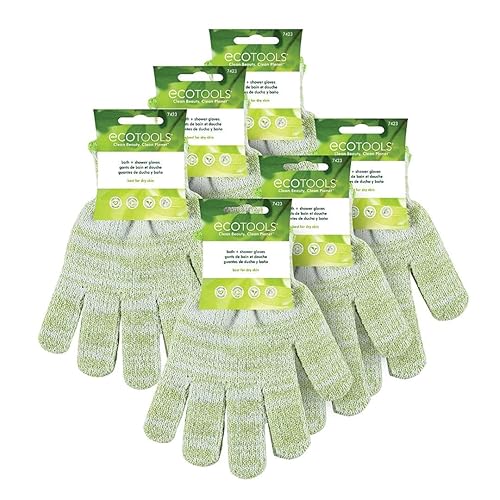 Miniatura 13 de EcoTools Guantes exfoliantes suaves para baño y ducha con aceite de aguacate, guantes corporales exfoliantes para piel suave, para jabón corporal y