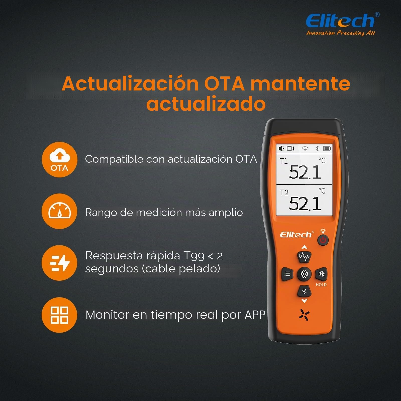 ICT-220 Termómetro De Termopar Doble,Sensor De Temperatura De Tipo K De Alta Precisión Con Aplicación, Para Refrigeración, Mantenimiento De Automóviles Y La Industria De Bombas De Calor