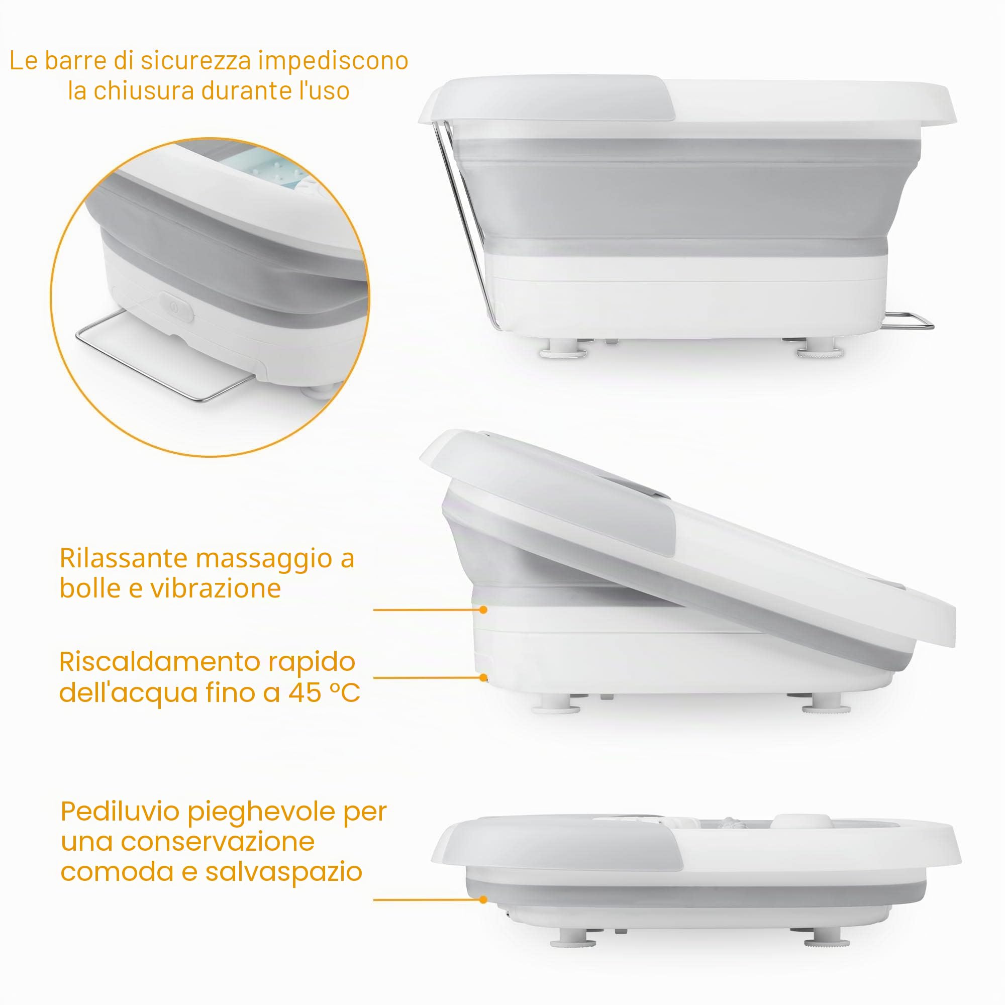 medisana FS 886 pediluvio ellettrico con massaggio, bagno per piedi | massaggiatore per piedi con funzione termica e massaggio, accessori per la pedicure, pieghevole