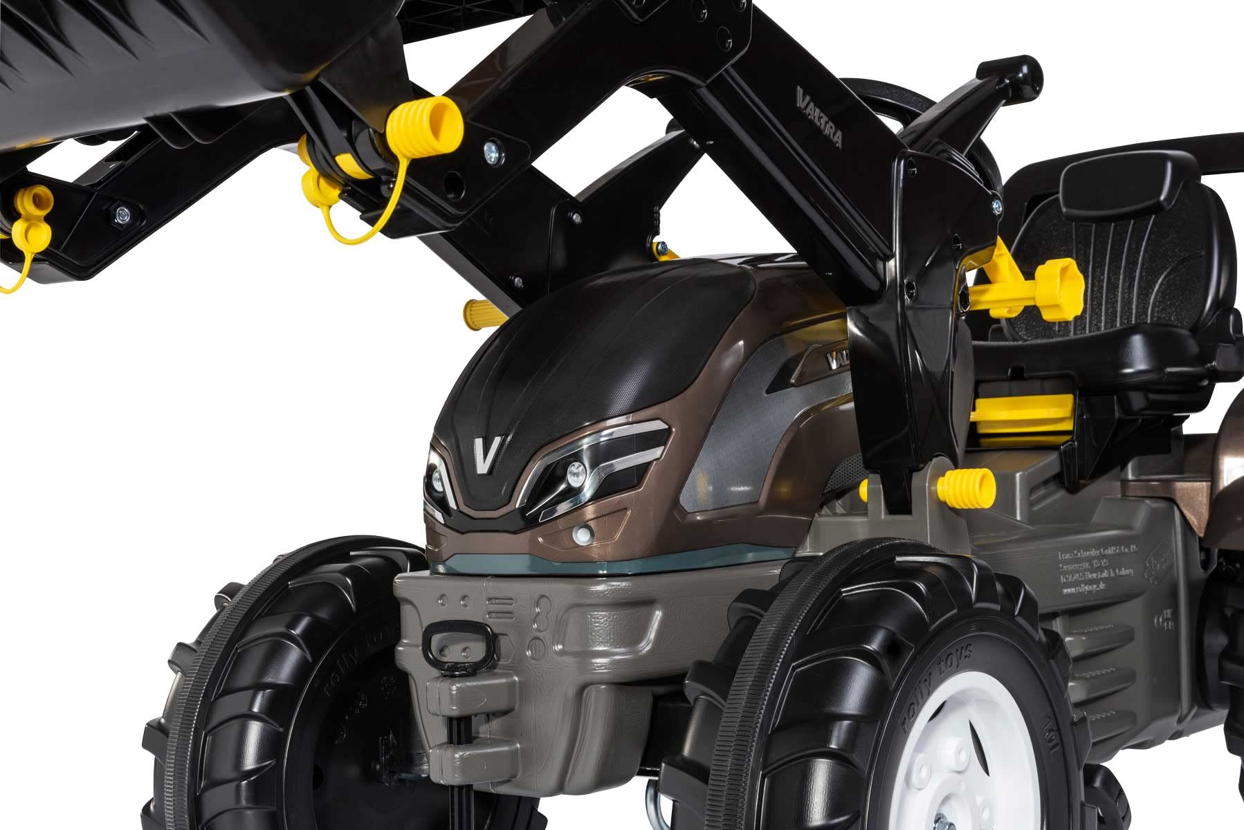 Rolly Toys - Tracteur RollyFarmtrac Premium 730056 - avec Chargeur rollyTrac de 3 à 8 Ans - avec pneus Silencieux - Siège réglable en Longueur et en Hauteur - Marron