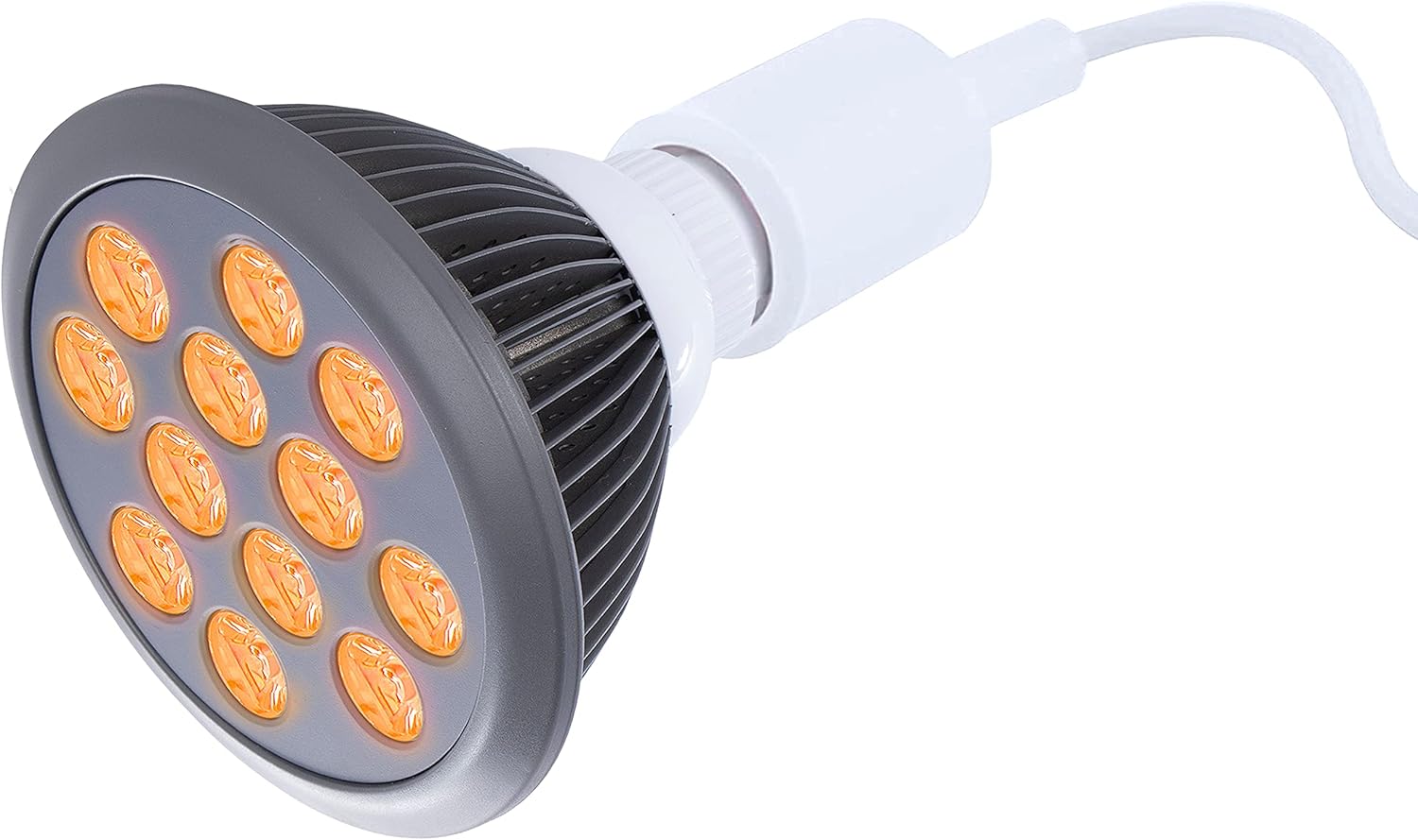 hooga Orange Light Therapy Bulb Power Cord Included. 605 nm Wavelength. 12 LEDs. High Irradiance, May Reduce Skin Redness and Irritation. Mood Enhancing Benefits.