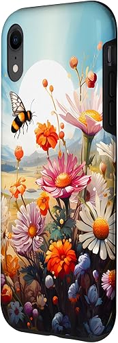 Vista 65 de Funda para iPhone 13 Pro Lively Bee en Sunny Meadow of Wildflowers