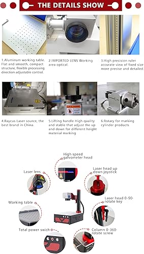 Miniatura 4 de PEKOKO Máquina de marcado láser de fibra Raycus de 30 W Marcador láser de fibra Grabador láser de escritorio para hacer número, código Qr, imágenes
