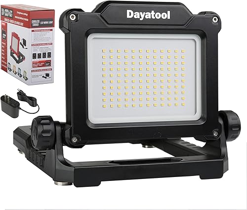 Luz de trabajo magnética LED inalámbrica de 25 W 4000 lm compatible con Makita, Dewalt, Milwaukee, Bosch, Black and Decker, cable Porter, batería