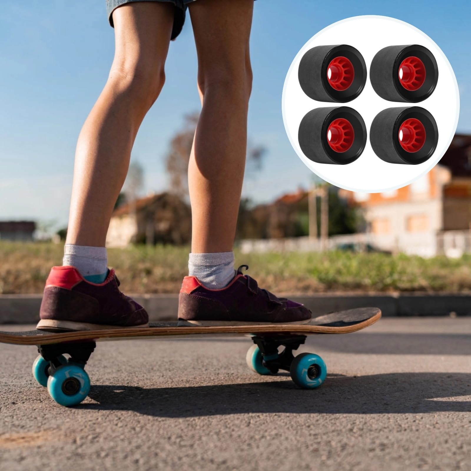 4 szt. kółek do deskorolki, 7 x 5 cm PU Longboard z konstrukcją światła LED, kółka cruiser o wysokim odbiciu 80 A, do deskorolki, longboardu, ryb, deskorolki, 4 szt