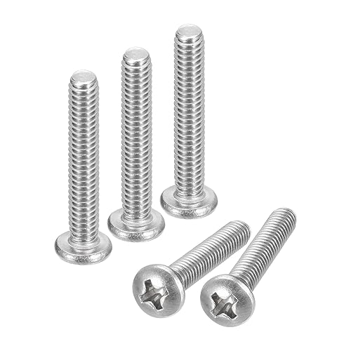 Miniatura 28 de uxcell Tornillos de máquina de cabeza redonda #10-32x1/2, tornillo de acero inoxidable 304 18-8, accionamiento Phillips, totalmente roscado, acabado