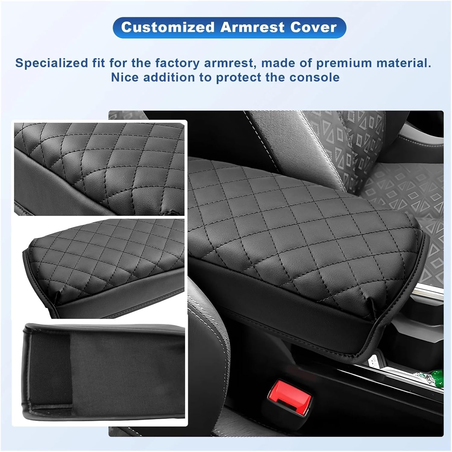 Car Armrest Box Cover Compatible with Opel Mokka B Mokka-e 2021-2025 Central Control Armrest Storage Box Pad Auto Mokka B Accessories(Black)