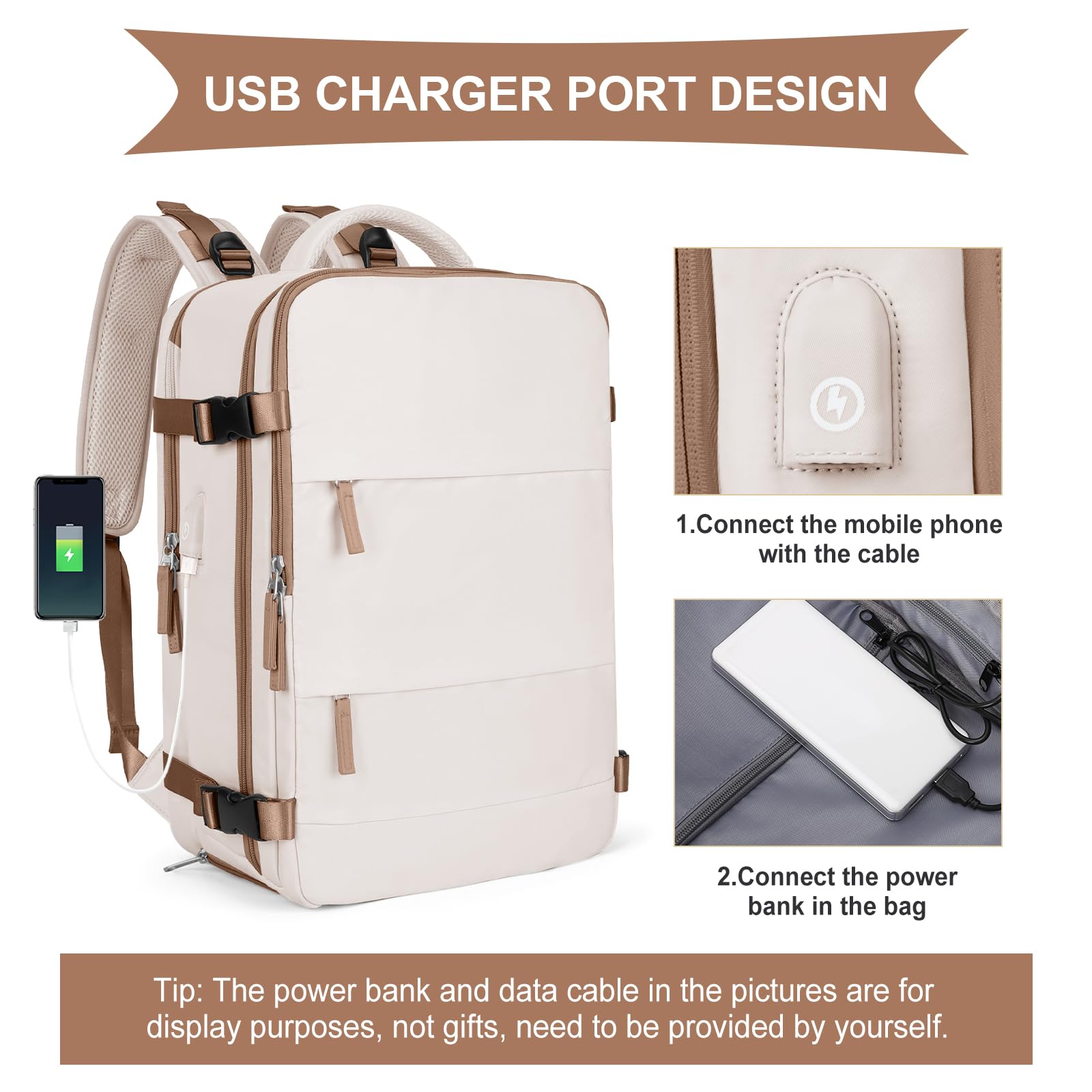 SZLX Zaino da viaggio grande da donna da viaggio zaino da escursionismo sportivo da esterno impermeabile zaino da scuola casual laptop da 14 pollici con porta di ricarica USB scomparto per scarpe