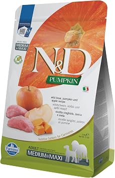 Farmina Natural & Delicious Grain-Free Pumpkin, Boar and Apple Adult Medium Breed Dry Dog Food 5.5 Pounds