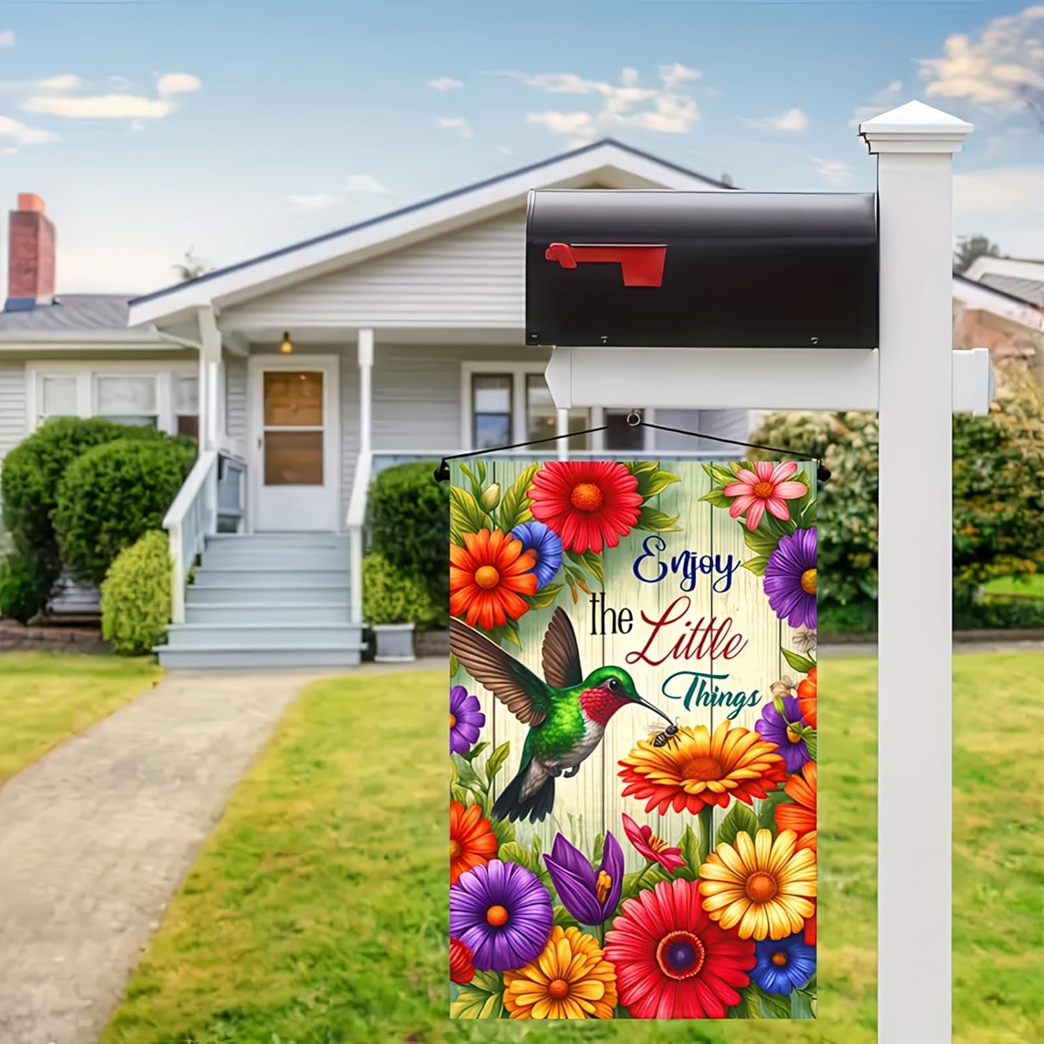 Hummingbird Garden Flag 12x18 Double Sided Inspirational Floral Yard Flag Spring Outdoor Welcome Decor for Patio Lawn Porch Farmhouse Style Enjoy the Little Things - Image 9