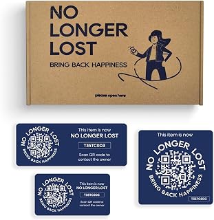 NoLongerLost Pack Triple Autocollants QR | 3 Stickers en Tailles Différentes | ID Tags Durables pour Ordinateurs, Chargeurs, Sacs & Équipements | Accessoires de Voyage