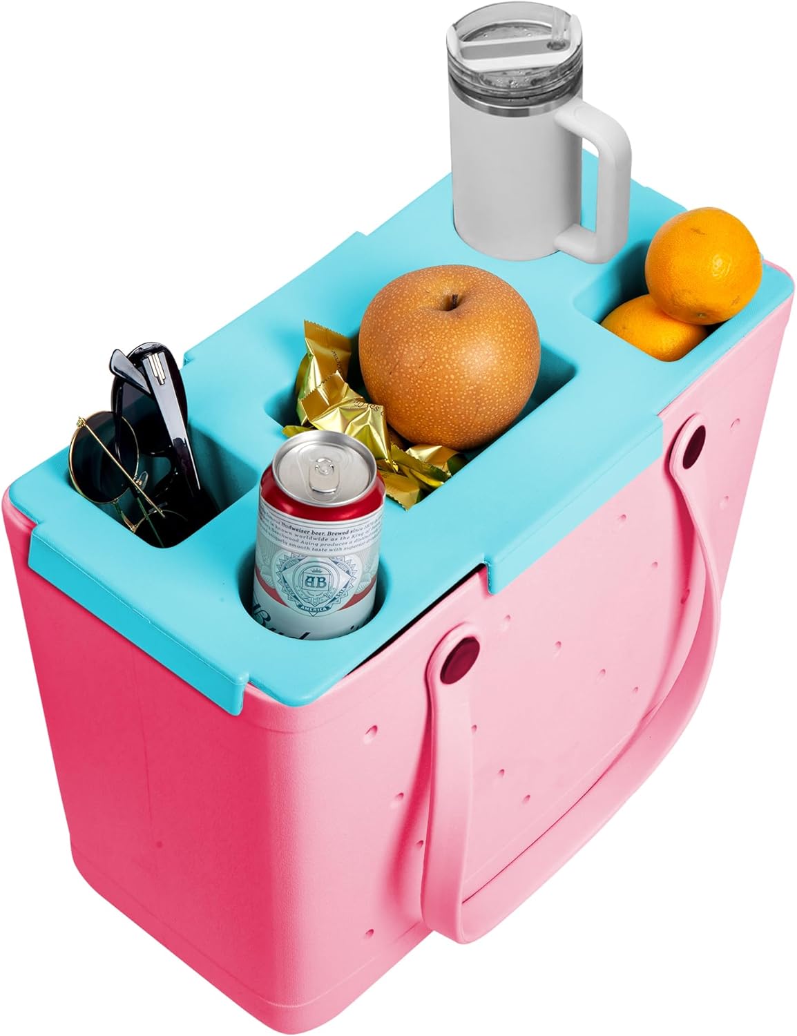 Organizer Tray Top for Bogg Bag – Cup Holder & Storage Lid Compatible with Bogg Bag XL - For Stanley 30oz 40 oz – Outdoor Beach & Travel Tabletop Insert – Easy to Clean (Sky Blue)